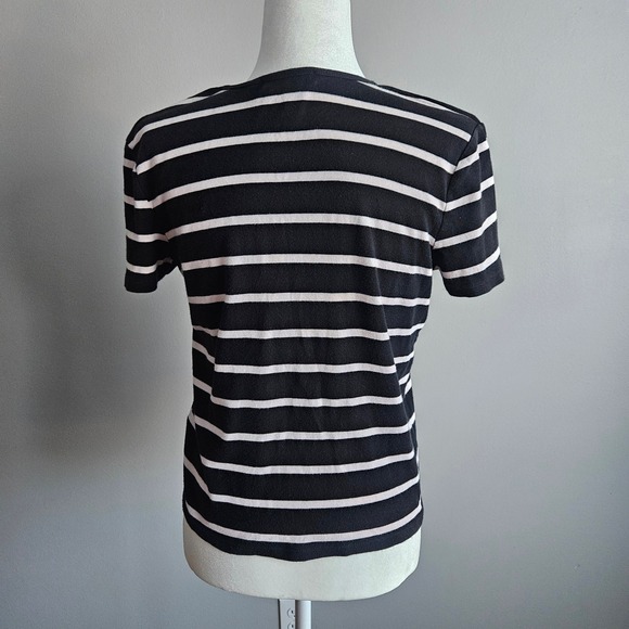 Ralph Lauren Crew Neck Black Striped‎ Top Classic Timeless Cotton T-Shirt Size M - Picture 5 of 14